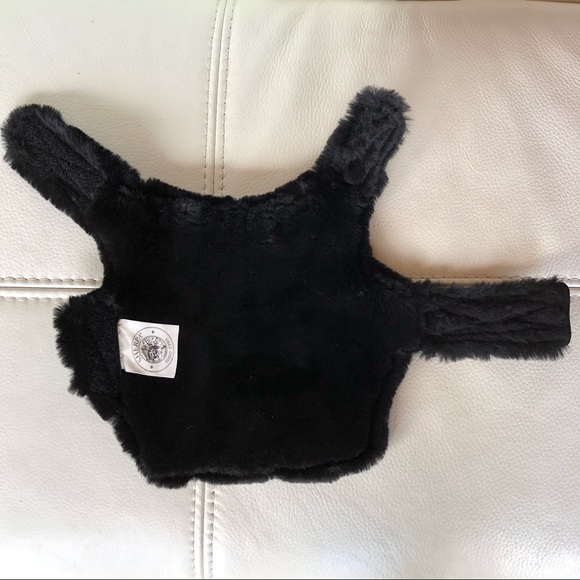 Black Faux leather and houndstooth dog coat - Picture 3 of 9